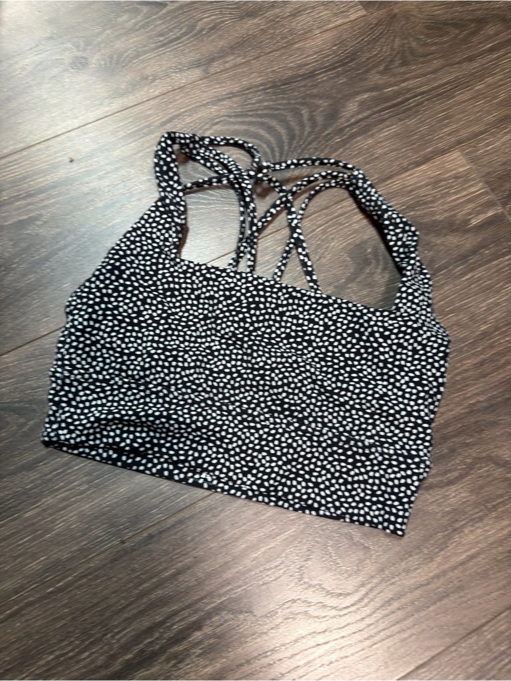 BuffBunny Black & White Polka Dot Strappy Sports Bra
